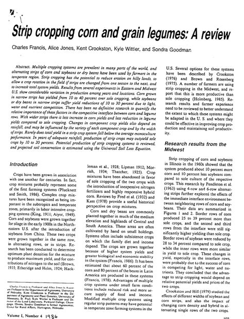 Strip cropping corn and grain legumes: A review.